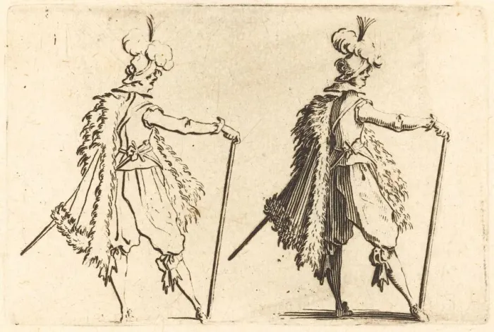 Framed Print : Gentleman with Cane, c. 1622. Creator: Jacques Callot Framed Print : Gentleman with Cane, c. 1622. Creator: Jacques Callot