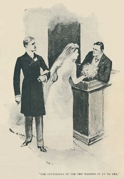 Framed Print : The Gentleman In The Few Handed It Up To Her, 1892. Artist: Sidney E Paget Framed Print : The Gentleman In The Few Handed It Up To Her, 1892. Artist: Sidney E Paget