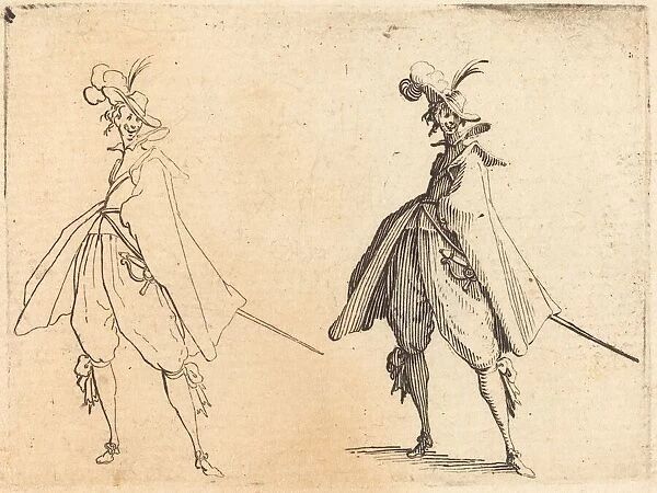 Gentleman in Large Mantle, Front View, c. 1617. Creator: Jacques Callot