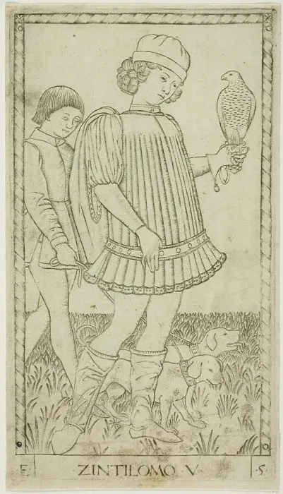 Framed Print : The Gentleman, plate five from The Ranks and Conditions of Men, c.1465. Creator: Unknown Framed Print : The Gentleman, plate five from The Ranks and Conditions of Men, c.1465. Creator: Unknown