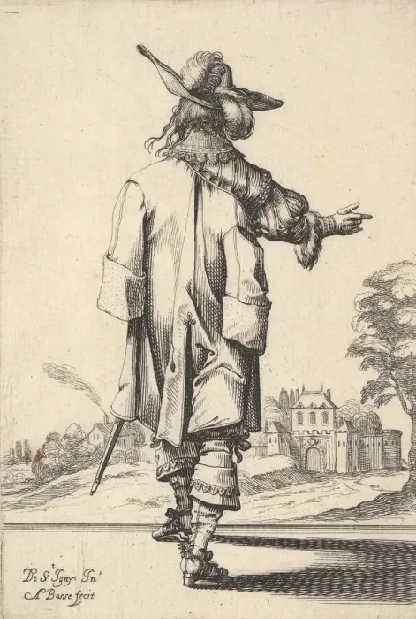 Framed Print : A gentleman, seen from behind, with his right arm outstretched Framed Print : A gentleman, seen from behind, with his right arm outstretched