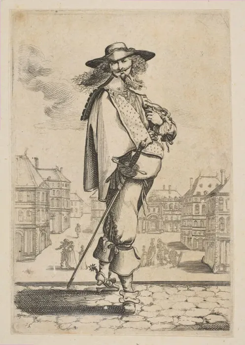 Framed Print : Gentleman with a Sword Before Some Buildings, 1629. Creator: Unknown Framed Print : Gentleman with a Sword Before Some Buildings, 1629. Creator: Unknown