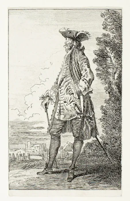 Framed Print : Gentleman, Side View with Hat, n.d. Creator: Jean-Antoine Watteau Framed Print : Gentleman, Side View with Hat, n.d. Creator: Jean-Antoine Watteau