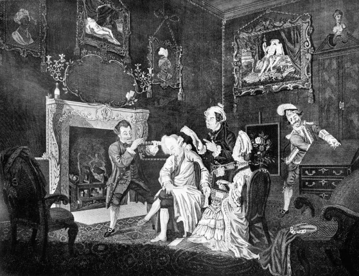 Framed Print : A Gentlemans Dressing Room, 1771. Artist: J Golder Framed Print : A Gentlemans Dressing Room, 1771. Artist: J Golder