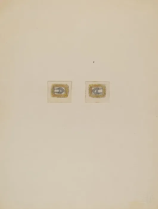 Framed Print : Gentlemans Stock Buckles, c. 1936. Creator: Charles Criswell Framed Print : Gentlemans Stock Buckles, c. 1936. Creator: Charles Criswell