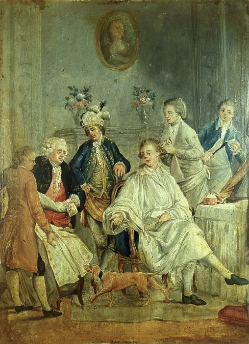 Framed Print : A gentleman's toilet ('La petite toilette'). Creator: Moreau, Jean Michel, 1741-1814 (After). A gentleman's toilet ('La petite toilette'). Creator: Moreau, Jean Michel, 1741-1814 (After) Framed Print : A gentleman's toilet ('La petite toilette'). Creator: Moreau, Jean Michel, 1741-1814 (After). A gentleman's toilet ('La petite toilette'). Creator: Moreau, Jean Michel, 1741-1814 (After)