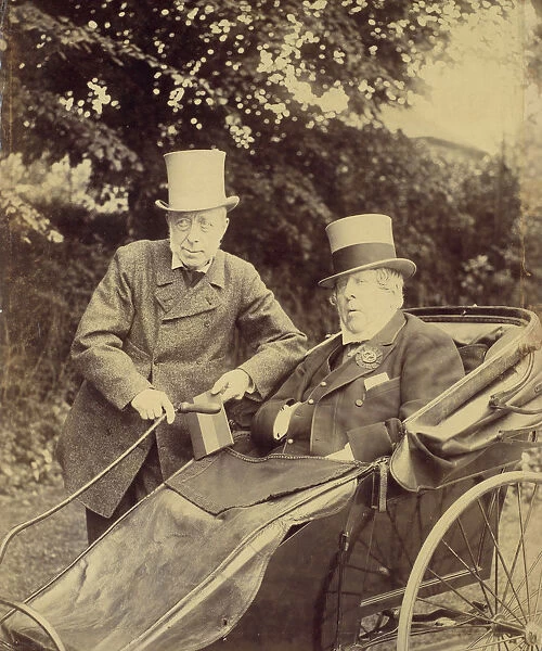 Two Gentlemen, One in Cart, 1860s-70s. Creator: Unknown