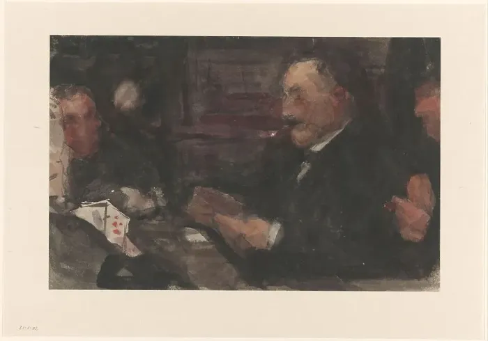 Framed Print : Gentlemen playing cards in cafe, 1875-1934. Creator: Isaac Lazerus Israels Framed Print : Gentlemen playing cards in cafe, 1875-1934. Creator: Isaac Lazerus Israels