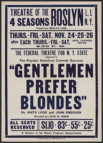 Gentlemen Prefer Blondes, Roslyn, NY, 1938. Creator: Unknown