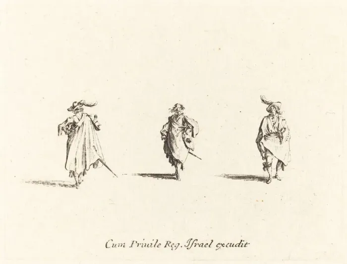 Framed Print : Three Gentlemen, probably 1634. Creator: Jacques Callot Framed Print : Three Gentlemen, probably 1634. Creator: Jacques Callot