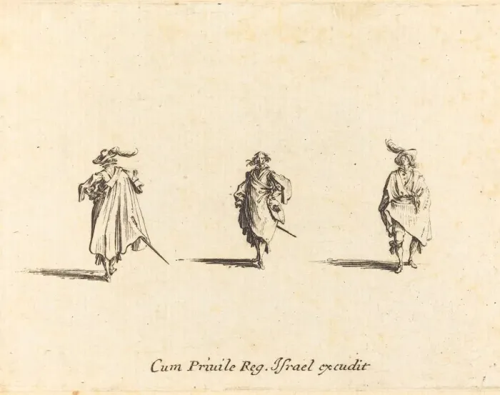 Framed Print : Three Gentlemen, probably 1634. Creator: Jacques Callot Framed Print : Three Gentlemen, probably 1634. Creator: Jacques Callot