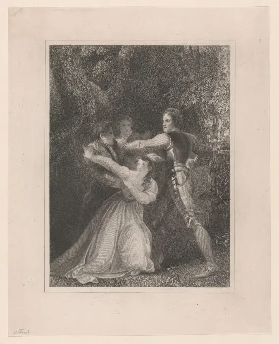 Framed Print : Two Gentlemen of Verona (Shakespeare, Act V, Scene IV), 1823. Creator: William Henry Watt Framed Print : Two Gentlemen of Verona (Shakespeare, Act V, Scene IV), 1823. Creator: William Henry Watt