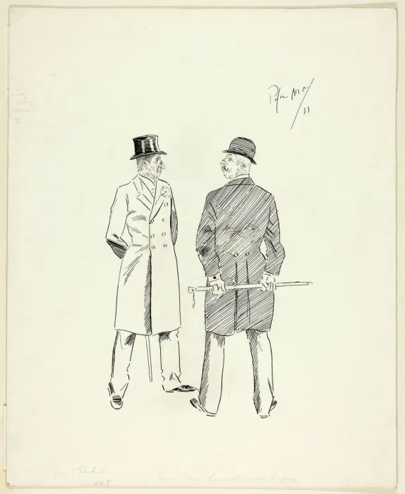 Framed Print : Two Gentlemen with Walking Sticks, 1893. Creator: Philip William May Framed Print : Two Gentlemen with Walking Sticks, 1893. Creator: Philip William May