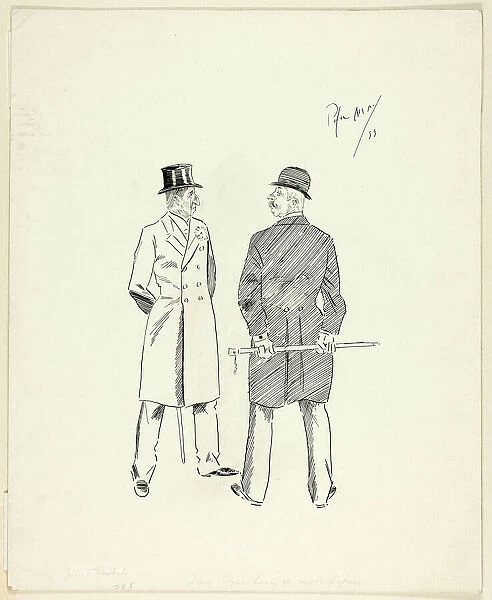 Two Gentlemen with Walking Sticks, 1893. Creator: Philip William May