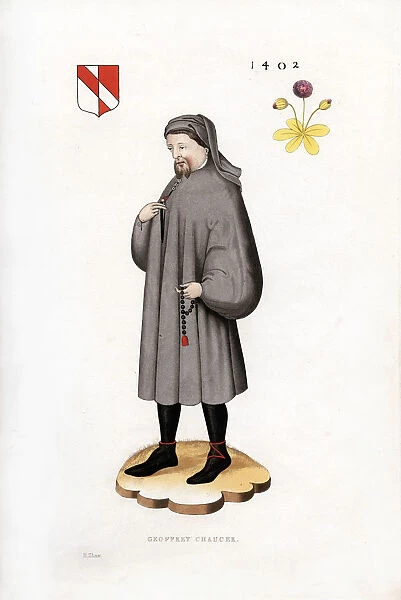 Geoffrey Chaucer, 1402, (1843). Artist: Henry Shaw