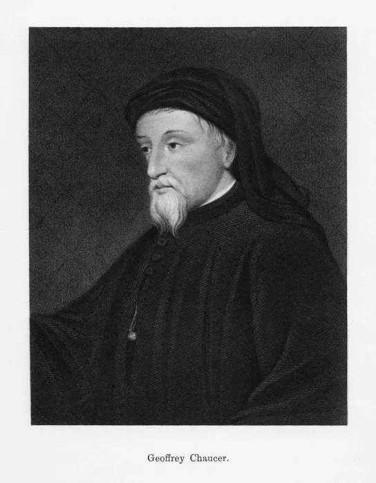 Framed Print : Geoffrey Chaucer, English author, poet, philosopher, bureaucrat, and diplomat, (19th century) Framed Print : Geoffrey Chaucer, English author, poet, philosopher, bureaucrat, and diplomat, (19th century)