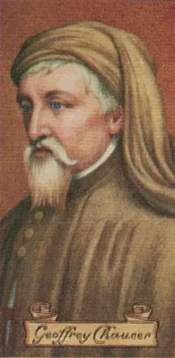Framed Print : Geoffrey Chaucer, taken from a series of cigarette cards, 1935 Framed Print : Geoffrey Chaucer, taken from a series of cigarette cards, 1935