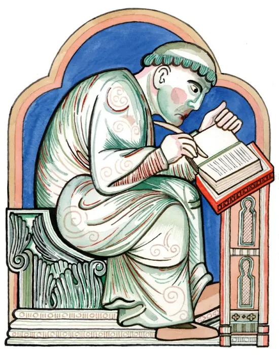 Framed Print : Geoffrey of Monmouth. Artist: Anonymous Framed Print : Geoffrey of Monmouth. Artist: Anonymous