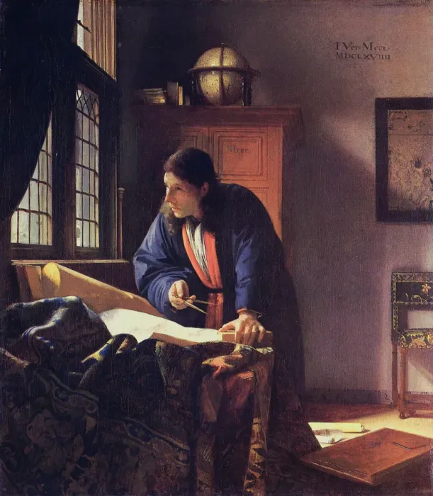Framed Print : The Geographer, 1668-1669. Artist: Vermeer, Jan (Johannes) (1632-1675) Framed Print : The Geographer, 1668-1669. Artist: Vermeer, Jan (Johannes) (1632-1675)