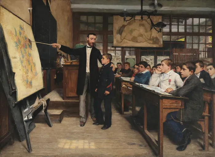 Framed Print : The Geography Lesson or The Black Spot, ca 1887. Creator: Bettannier, Albert (1851-1932). The Geography Lesson or The Black Spot, ca 1887. Creator: Bettannier, Albert (1851-1932) Framed Print : The Geography Lesson or The Black Spot, ca 1887. Creator: Bettannier, Albert (1851-1932). The Geography Lesson or The Black Spot, ca 1887. Creator: Bettannier, Albert (1851-1932)