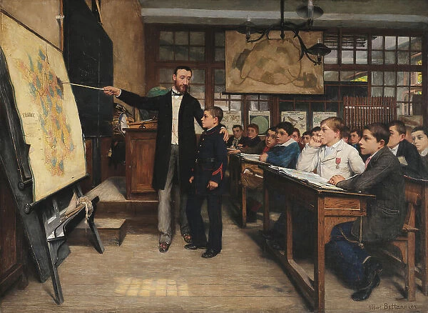 The Geography Lesson or 'The Black Spot', ca 1887. Creator: Bettannier, Albert (1851-1932). The Geography Lesson or 'The Black Spot', ca 1887. Creator: Bettannier, Albert (1851-1932)