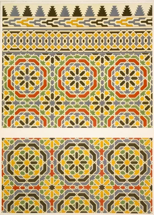 Framed Print : Geometric ceramic (Faience) decoration from the Mosque of Cheykhoun, pub. 1877. Creator Framed Print : Geometric ceramic (Faience) decoration from the Mosque of Cheykhoun, pub. 1877. Creator
