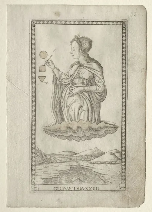 Framed Print : Geometry (from the Tarocchi, series C: Liberal Arts, #24), before 1467