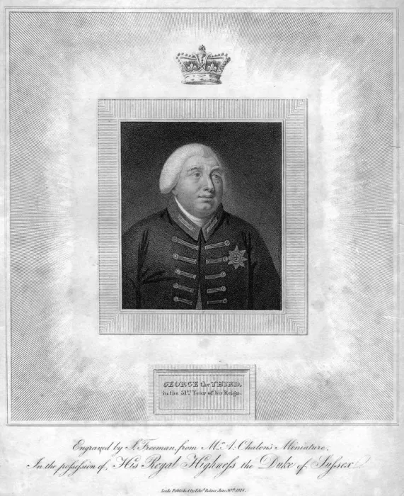 Framed Print : George the Third in the 51st Year of his Reign, (1814). Artist: Freeman Framed Print : George the Third in the 51st Year of his Reign, (1814). Artist: Freeman
