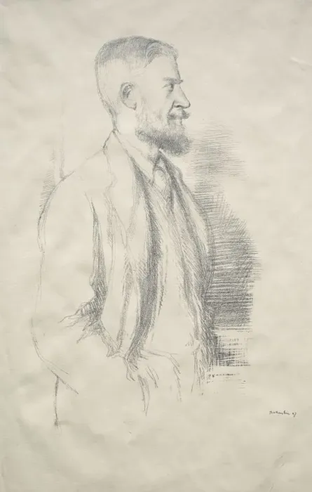 Framed Print : George Bernard Shaw, 1897. Creator: William Rothenstein (British, 1872-1945)
