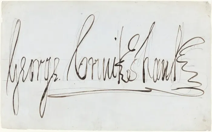 Framed Print : George Cruikshank (decorative signature). Creator: George Cruikshank Framed Print : George Cruikshank (decorative signature). Creator: George Cruikshank