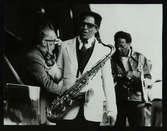 Framed Print : George Duvivier, Illinois Jacquet and Clark Terry at the Newport Jazz Festival, Middlesbrough, 1978 Framed Print : George Duvivier, Illinois Jacquet and Clark Terry at the Newport Jazz Festival, Middlesbrough, 1978