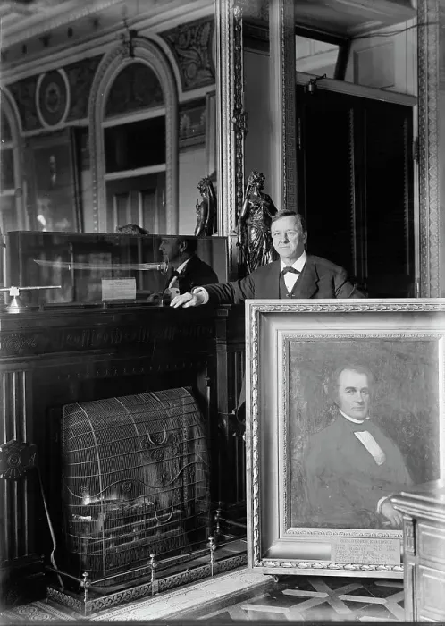Framed Print : George E. Badger, Secretary of The Navy, 1841 and Secretary Daniels with Portrait of Badger, 1913. Creator: Harris & Ewing. George E. Badger, Secretary of The Navy, 1841 and Secretary Daniels with Portrait of Badger, 1913 Framed Print : George E. Badger, Secretary of The Navy, 1841 and Secretary Daniels with Portrait of Badger, 1913. Creator: Harris & Ewing. George E. Badger, Secretary of The Navy, 1841 and Secretary Daniels with Portrait of Badger, 1913