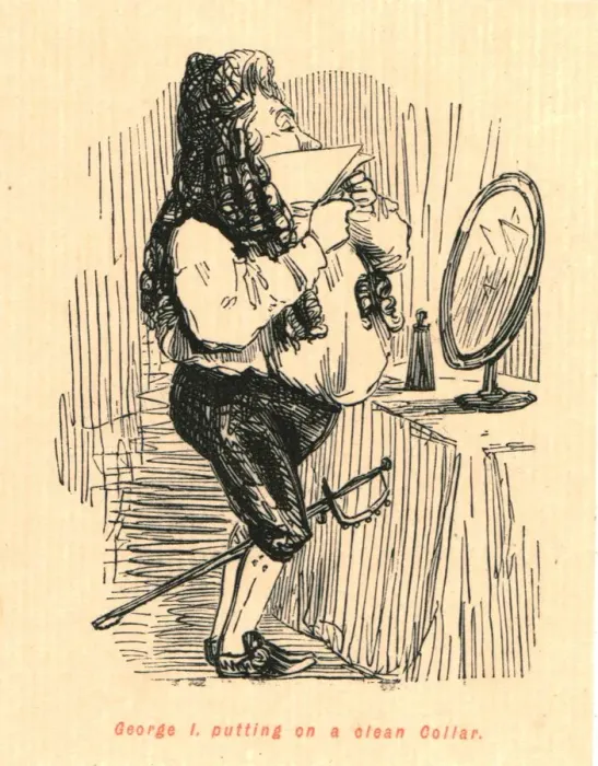 Framed Print : George I. putting on a clean Collar, 1897. Creator: John Leech Framed Print : George I. putting on a clean Collar, 1897. Creator: John Leech