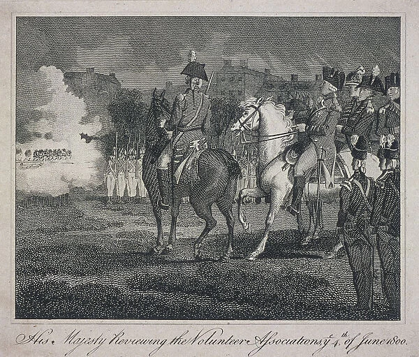 George III, on horseback, reviewing volunteers, City Road, Finsbury, Islington, London, 1800