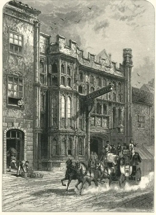 Framed Print : George Inn, Glastonbury, c1870 Framed Print : George Inn, Glastonbury, c1870