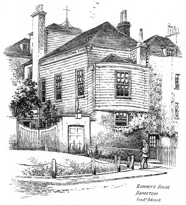 Framed Print : George Romneys house, Hampstead, London, 1912. Artist: Frederick Adcock Framed Print : George Romneys house, Hampstead, London, 1912. Artist: Frederick Adcock