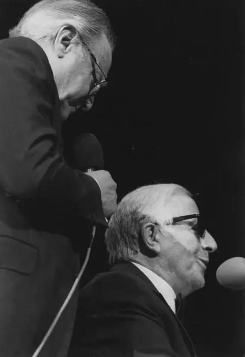 Framed Print : George Shearing, David Jacobs, Barbican, London, 1996. Creator: Brian Foskett Framed Print : George Shearing, David Jacobs, Barbican, London, 1996. Creator: Brian Foskett