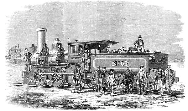 The 'George Stephenson' locomotive engine built at Hamilton, Canada West, for the Great... 1860. Creator: Unknown. The 'George Stephenson' locomotive engine built at Hamilton, Canada West, for the Great... 1860. Creator: Unknown