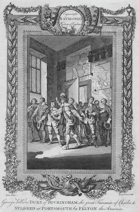 Framed Print : George Villiers, Duke of Buckingham, the great Favourite of Charles I, stabbed, c1787 Framed Print : George Villiers, Duke of Buckingham, the great Favourite of Charles I, stabbed, c1787