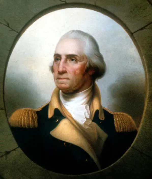 Framed Print : George Washington (1732-99), first President of United States (1789-97). Artist: Rembrandt Peale Framed Print : George Washington (1732-99), first President of United States (1789-97). Artist: Rembrandt Peale