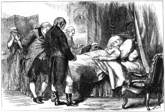 Framed Print : George Washington on his deathbed, Mount Vernon, Virginia, USA, 1799 (c1880) Framed Print : George Washington on his deathbed, Mount Vernon, Virginia, USA, 1799 (c1880)