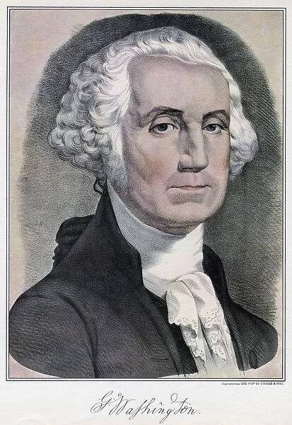George Washington, first president of the United States, 19th century. Artist: Currier and Ives