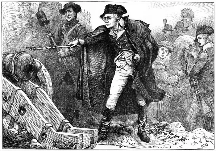 Framed Print : George Washington at the siege of Yorktown, Virginia, 1781 (c1880) Framed Print : George Washington at the siege of Yorktown, Virginia, 1781 (c1880)