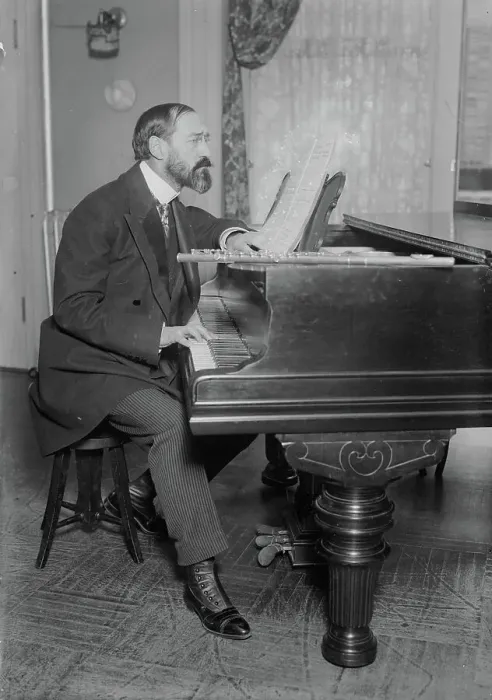 Framed Print : Georges Barrere [at piano], between c1915 and c1920. Creator: Bain News Service