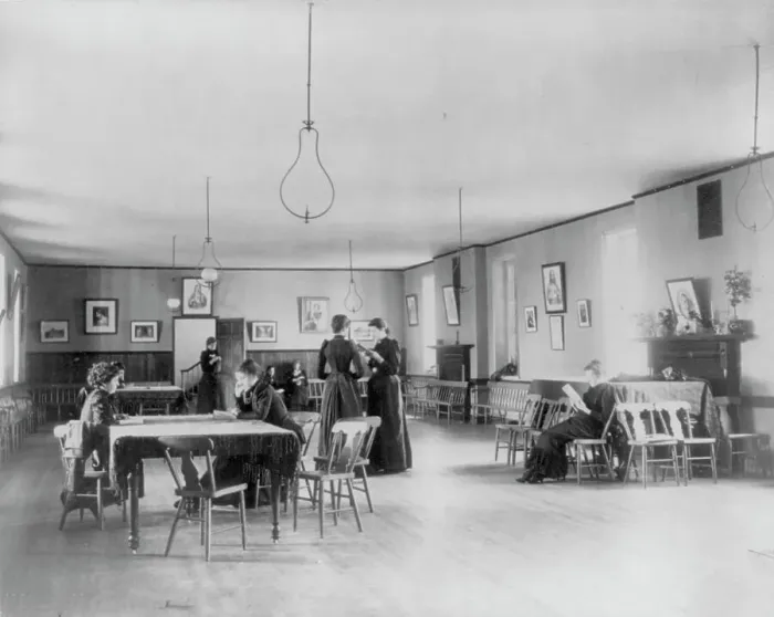 Framed Print : Georgetown Convent, Washington, D.C. - students in study hall, not after 1892. Creator: Frances Benjamin Johnston Framed Print : Georgetown Convent, Washington, D.C. - students in study hall, not after 1892. Creator: Frances Benjamin Johnston