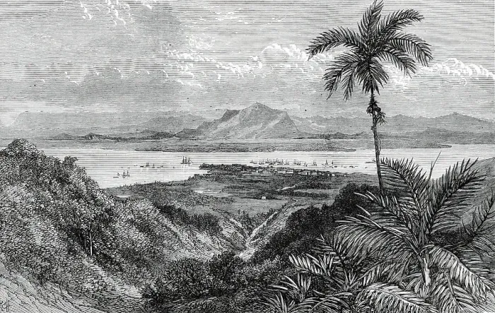 Framed Print : Georgetown, Penang, near Perak, in the Malay Peninsula, 1876. Creator: E. Hastie Framed Print : Georgetown, Penang, near Perak, in the Malay Peninsula, 1876. Creator: E. Hastie