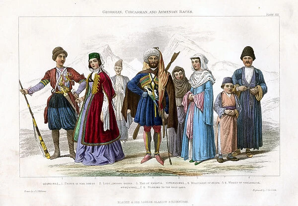 Georgian, Circassian and Armenian Races, 1873. Artist: J Le Conte