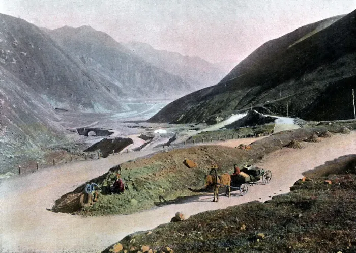 Framed Print : Georgian Military Road, c1890. Artist: Gillot Framed Print : Georgian Military Road, c1890. Artist: Gillot