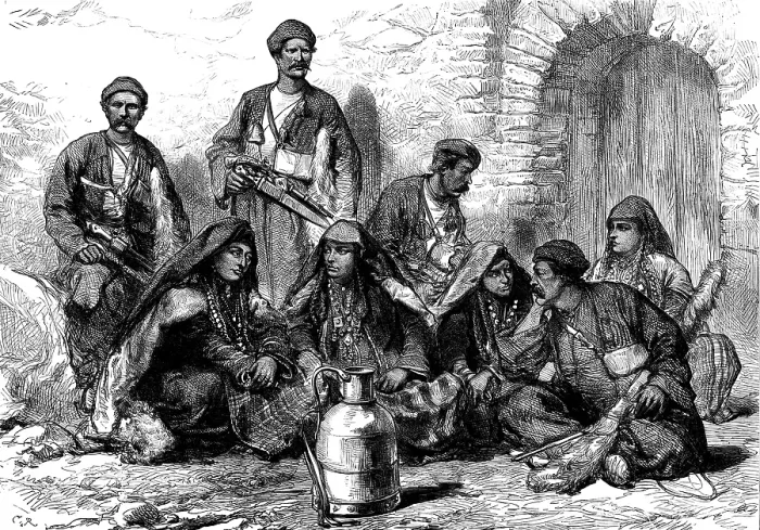 Framed Print : Georgian mountaineers, 1873. Creator: Unknown Framed Print : Georgian mountaineers, 1873. Creator: Unknown