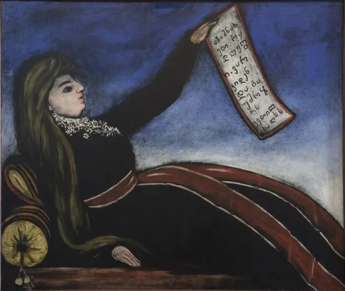 Framed Print : Georgian woman on a couch